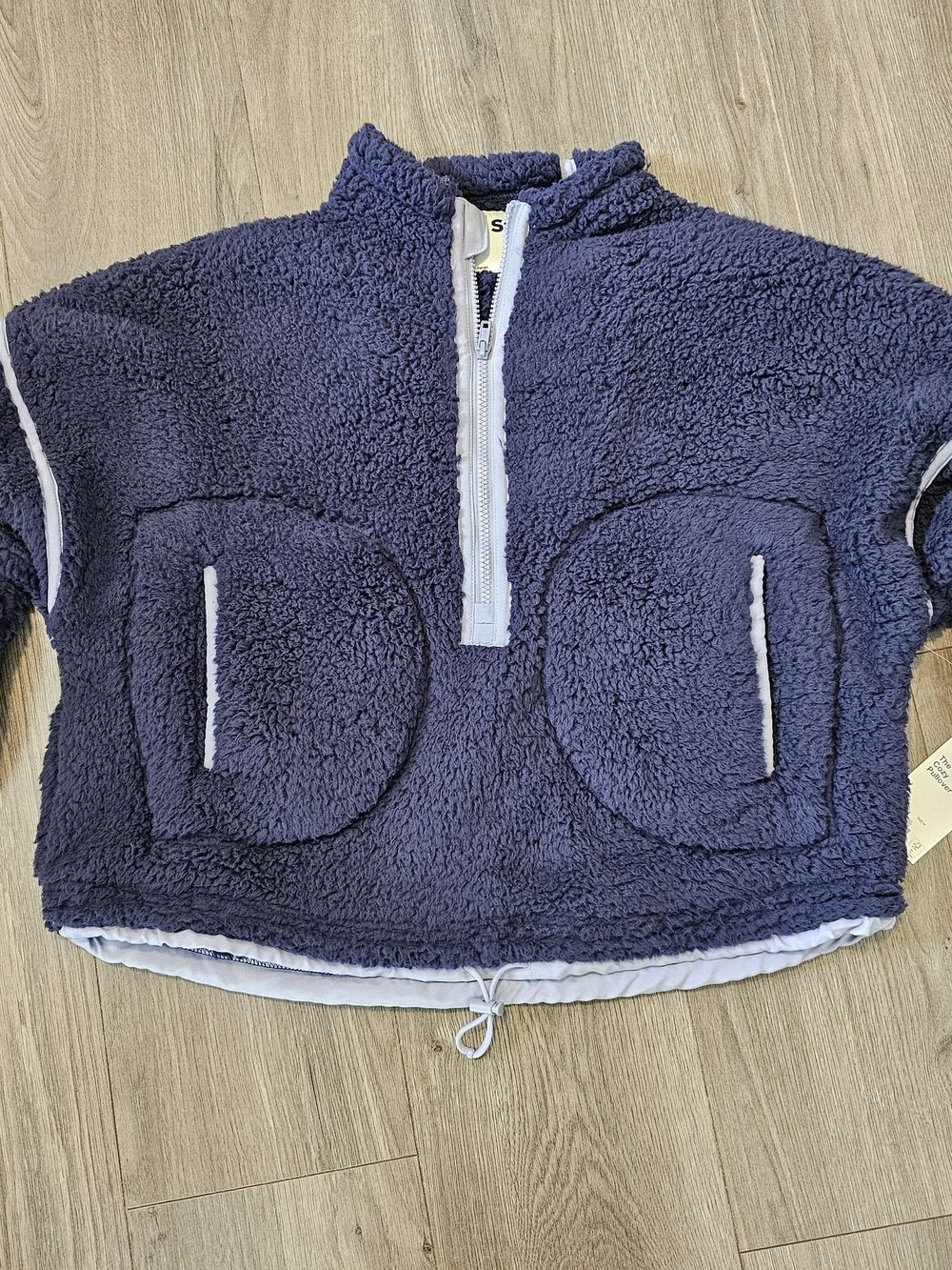 NWT Women's Dark Blue/light Blue Sherpa Half-Zip Pullover- Size Medium